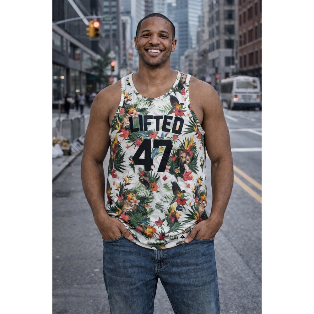 LRG Lifted 47 Tropical Lion Parrot Mesh Tank‎ Top Streetwear Urban XL